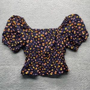 Madewell Smocked-Waist Crop Top in Aloha Floral Size XL